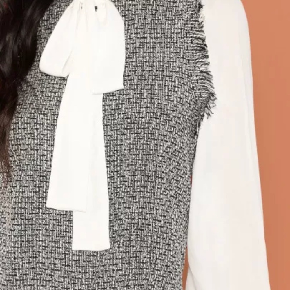 Frayed trim 2 in 1 blouse